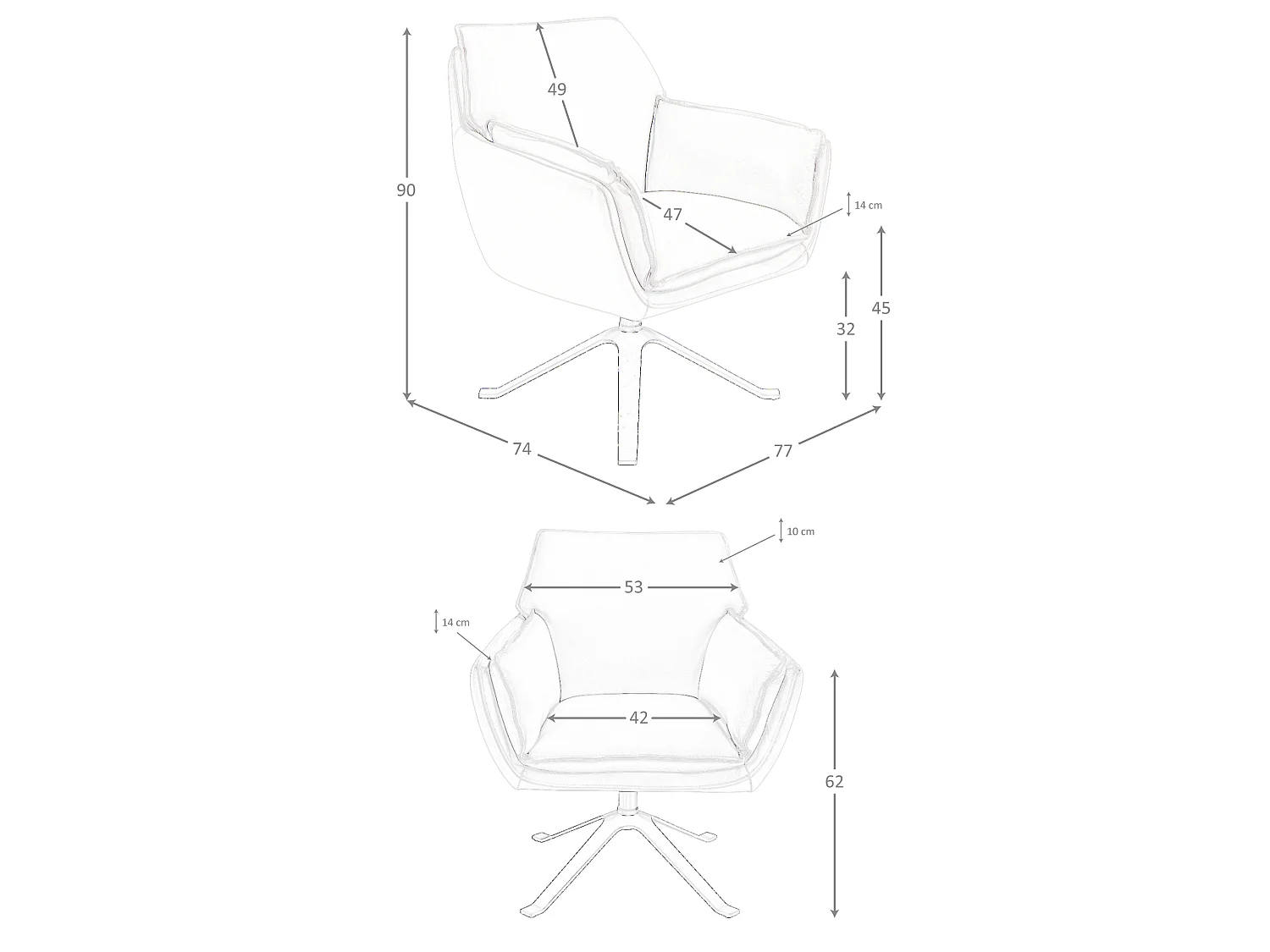 Fauteuil pivotant en cuir gris foncé 5125 ANGEL CERDA
