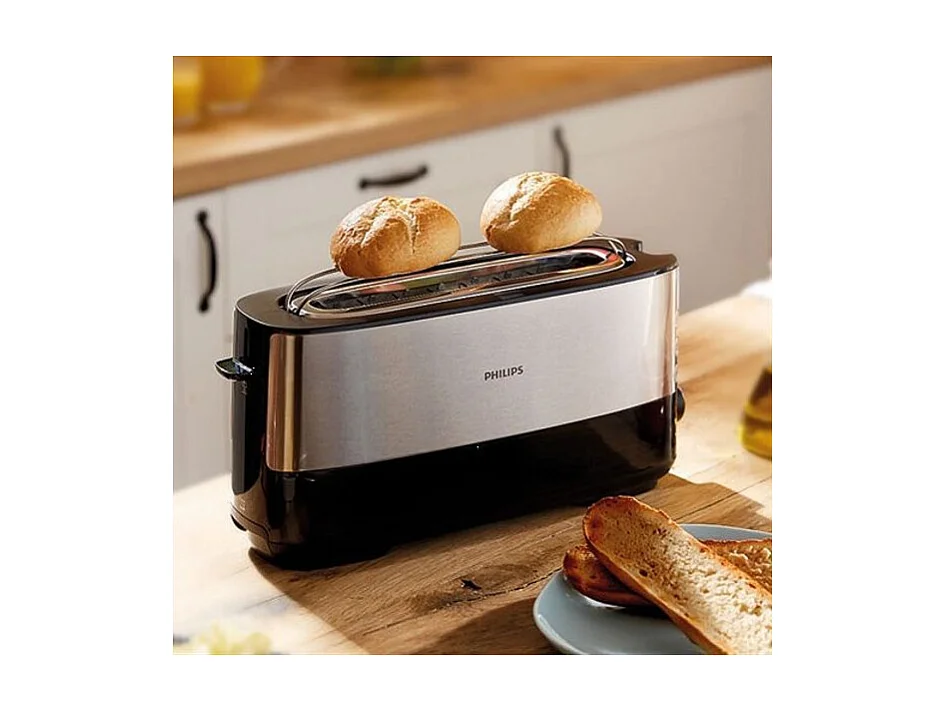 GRILLE PAIN 1030W 8T° 1 LONGUE TRANCHE NOIR INOX PHILIPS - HD2692.90