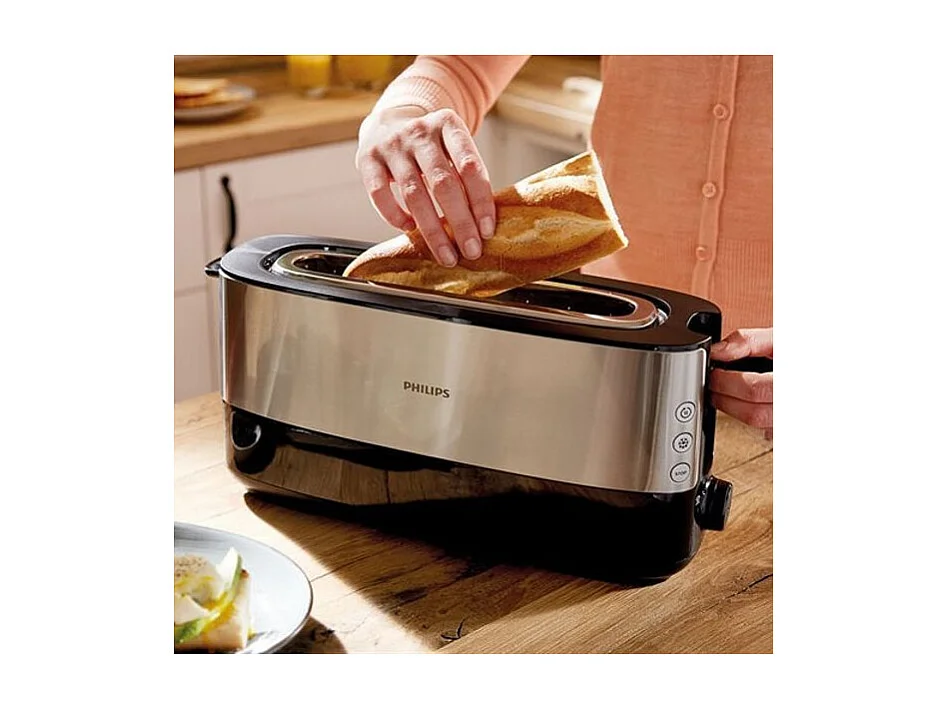 GRILLE PAIN 1030W 8T° 1 LONGUE TRANCHE NOIR INOX PHILIPS - HD2692.90