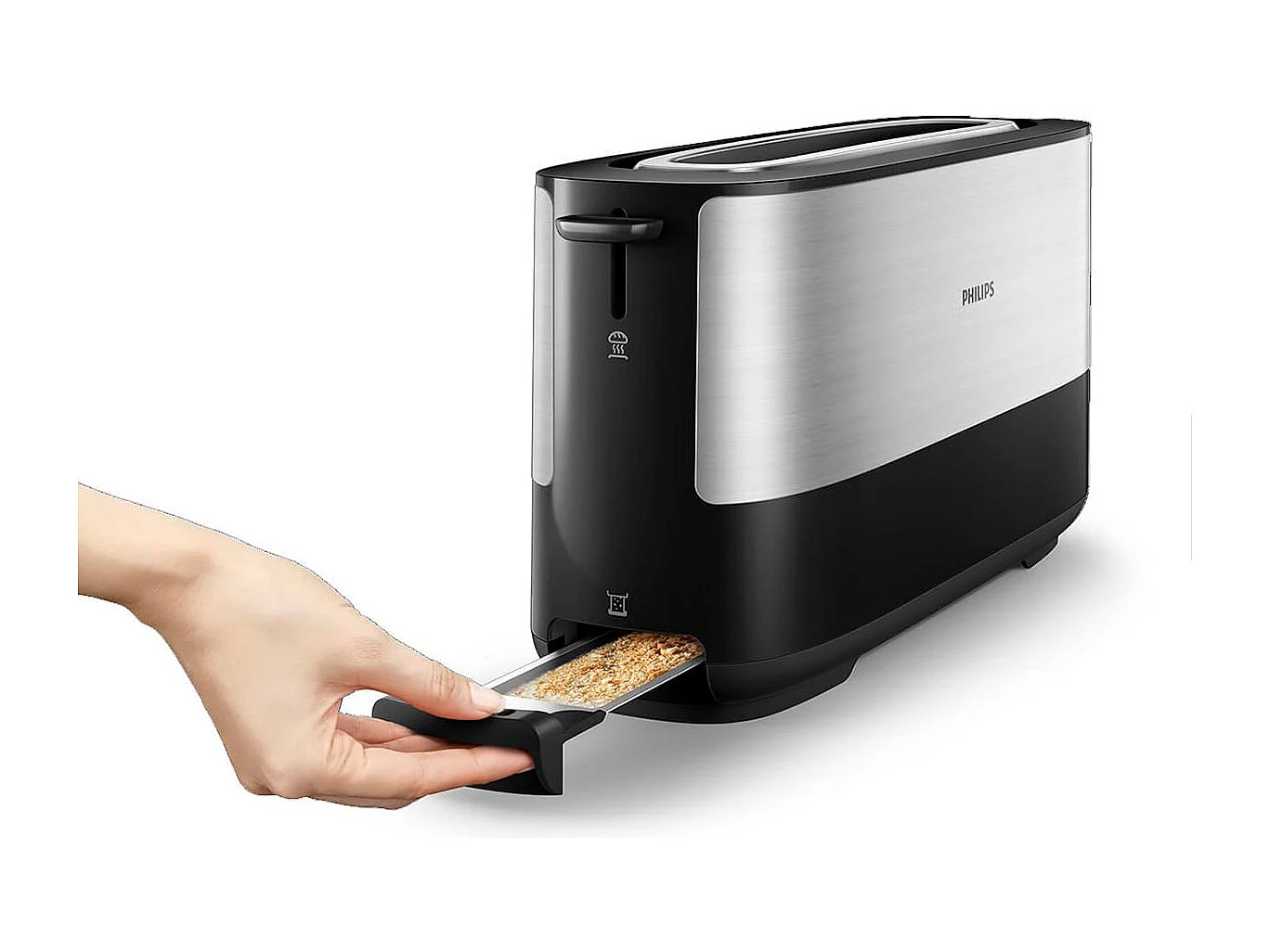 GRILLE PAIN 1030W 8T° 1 LONGUE TRANCHE NOIR INOX PHILIPS - HD2692.90