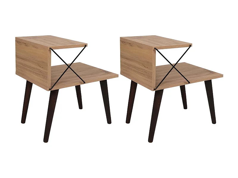 Chevet en aggloméré et métal Cross (Lot de 2)