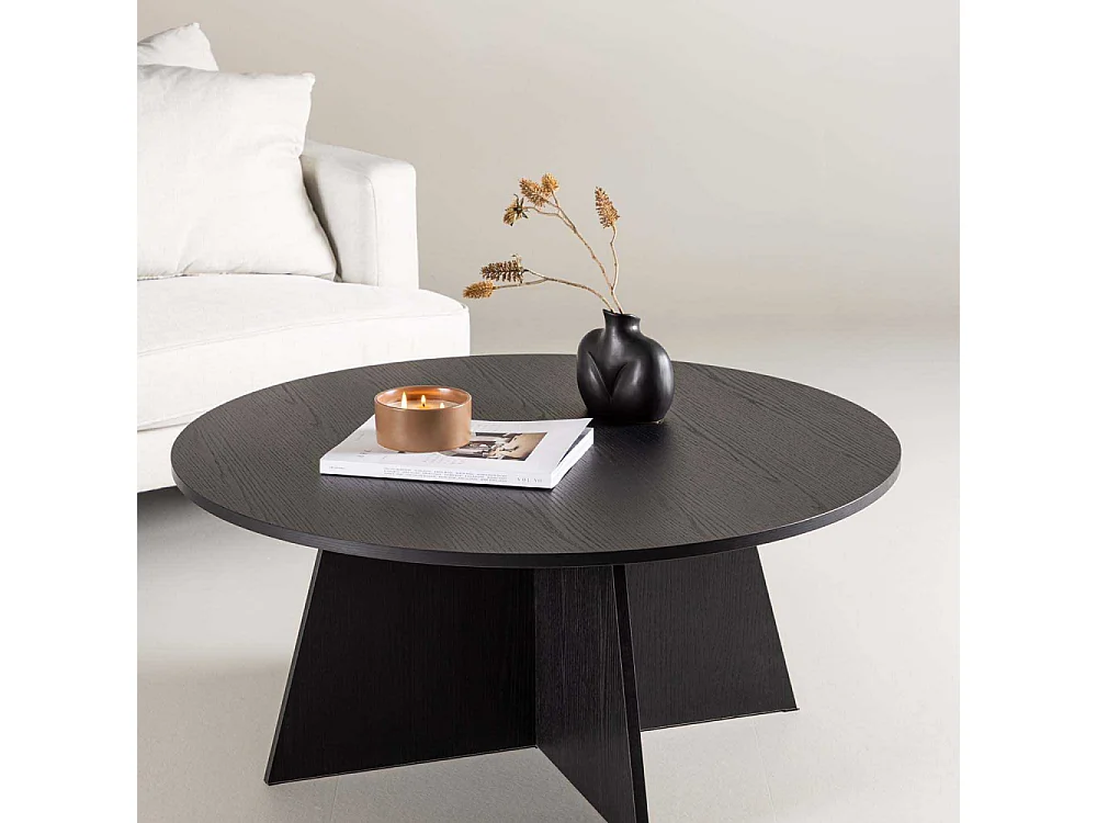 Bootcut Couchtisch Ø100 cm schwarz.