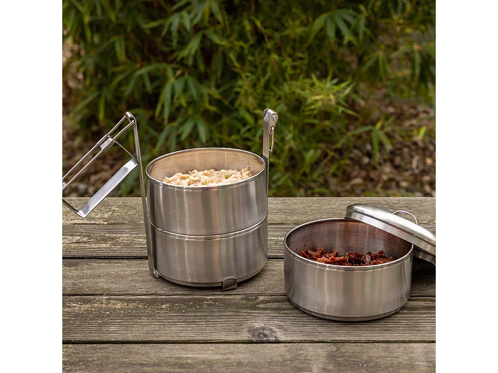 Boîte à lunch ronde en acier inoxydable 3 compartiments