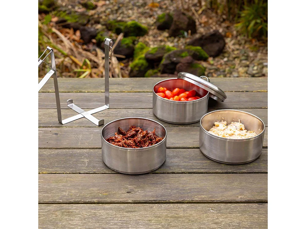 Boîte à lunch ronde en acier inoxydable 3 compartiments