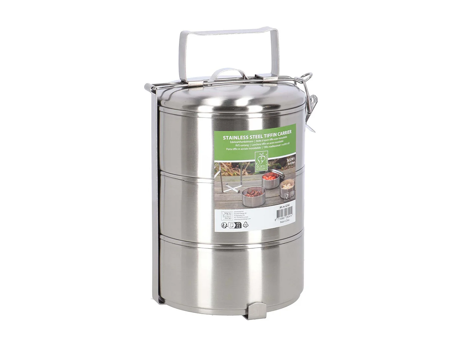 Boîte à lunch ronde en acier inoxydable 3 compartiments