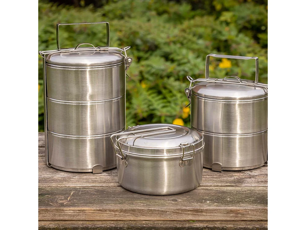 Boîte à lunch ronde en acier inoxydable 3 compartiments