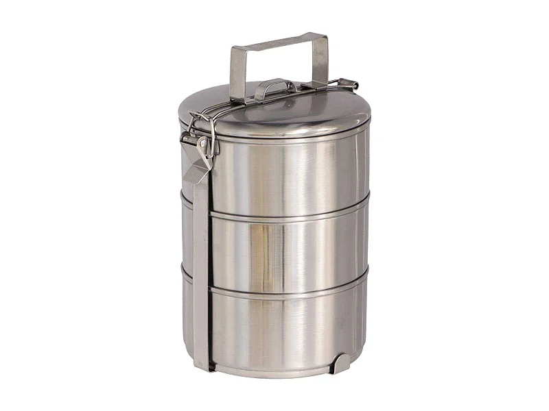 Boîte à lunch ronde en acier inoxydable 3 compartiments