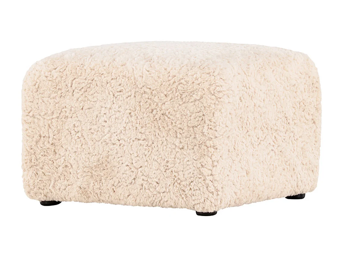 Pouf Effet Fourrure "Frankie" 50cm Beige