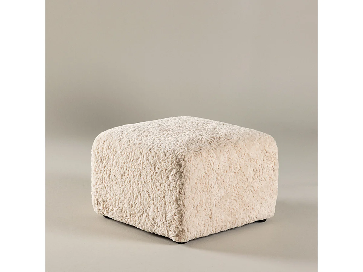 Pouf Effet Fourrure "Frankie" 50cm Beige