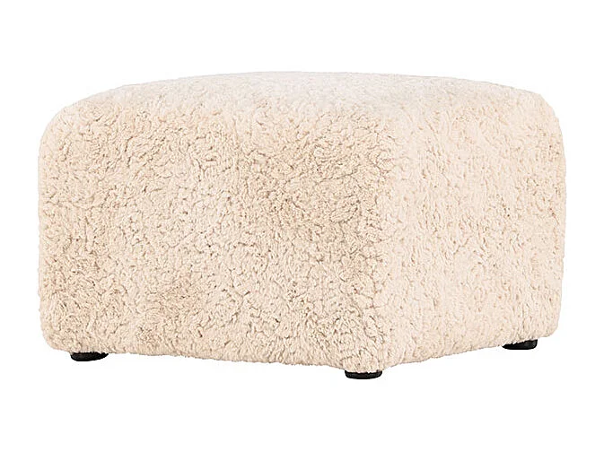 Pouf Effet Fourrure "Frankie" 50cm Beige