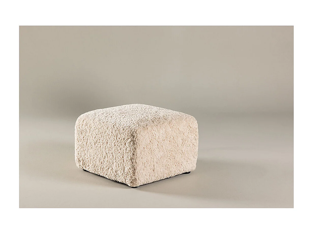 Pouf Effet Fourrure "Frankie" 50cm Beige