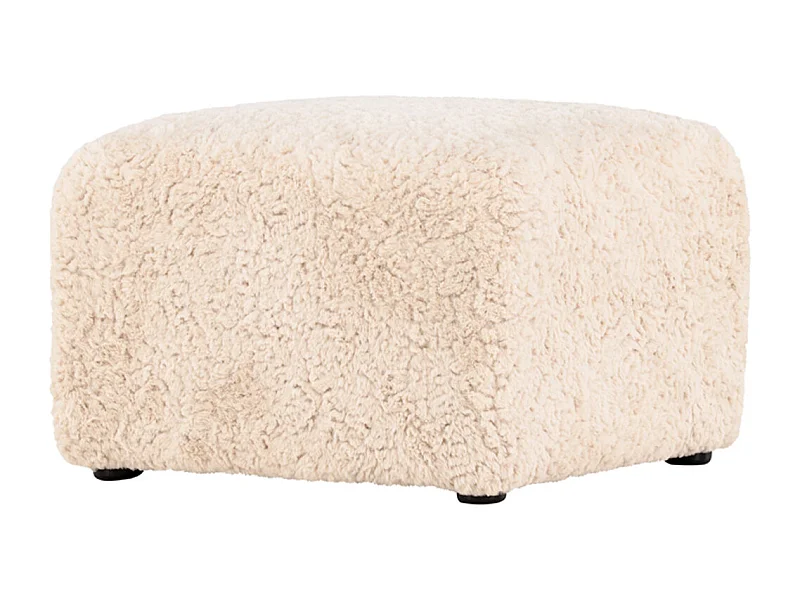 Pouf Effet Fourrure "Frankie" 50cm Beige