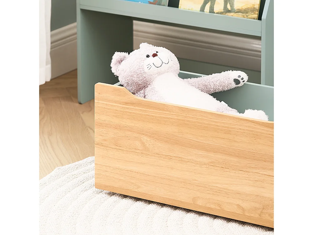 SoBuy KMB95-GR Étagère à Livres pour Enfant, Bibliothèque à roulettes pour Chambre d'enfant, 4 Compartiments et 1 Tiroir à roulettes