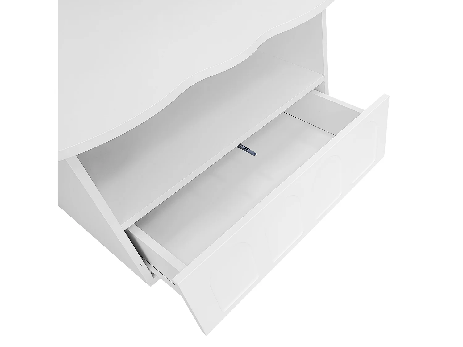 Table basse avec tiroirs et compartiment ouvert - plateau en forme de nuage - Blanc