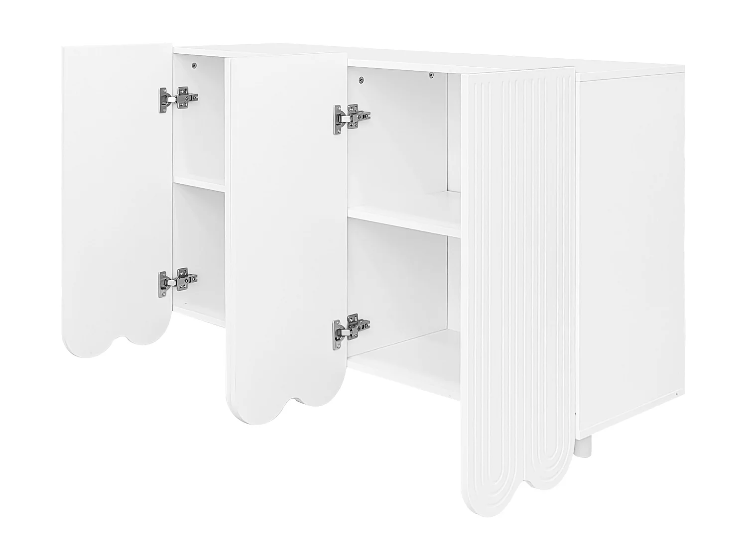 Credenza moderna - 4 ante con motivo a U con ripiani - Nera