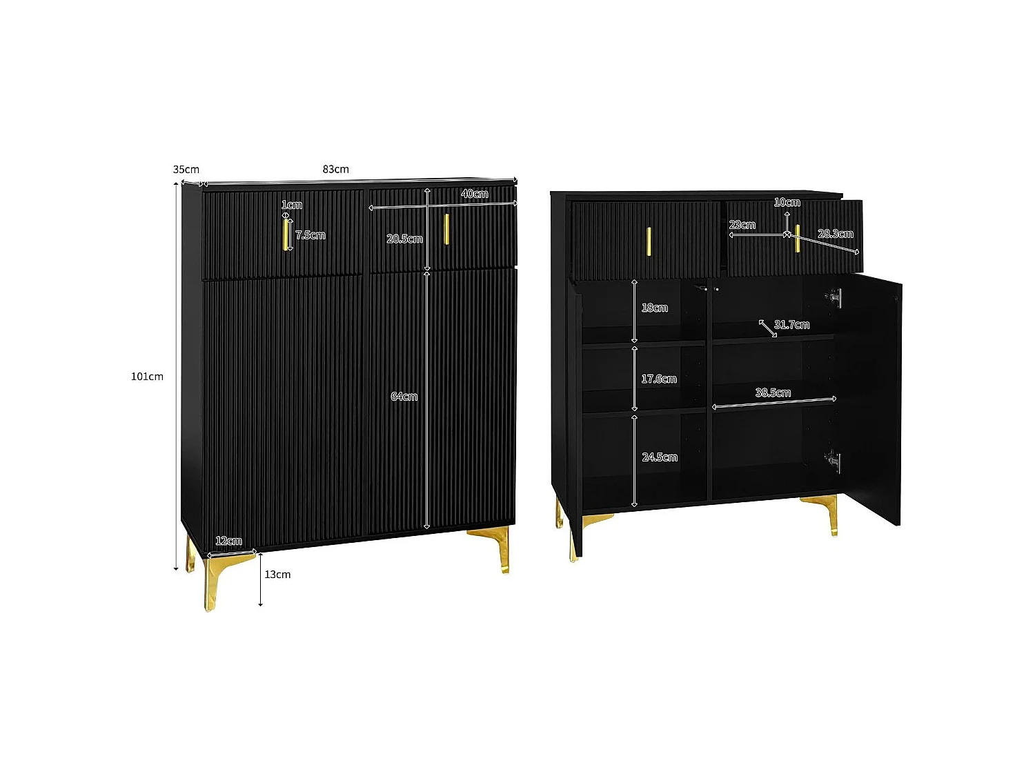 Conjunto de guardarropa - con ganchos, zapatero y taquilla - Negro