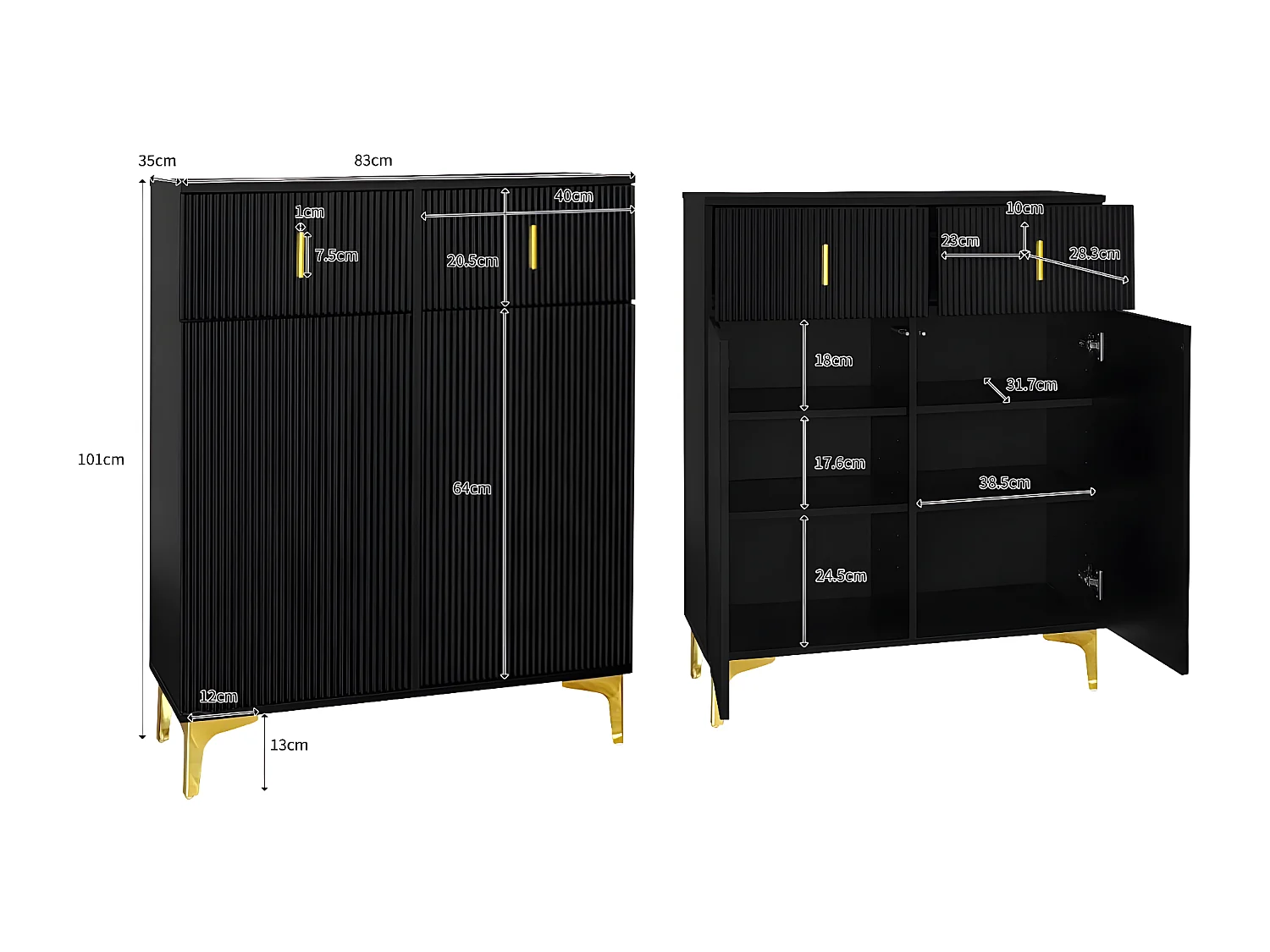 Conjunto de guardarropa - con ganchos, zapatero y taquilla - Negro