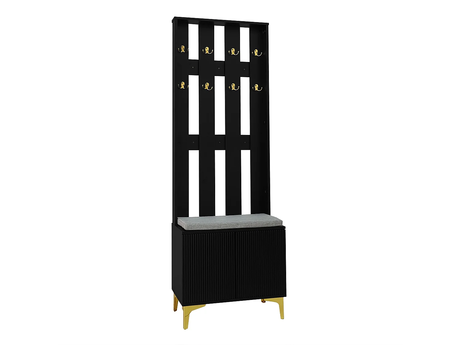 Ensemble vestiaire - avec crochets、banc à chaussures et un casier - Noir