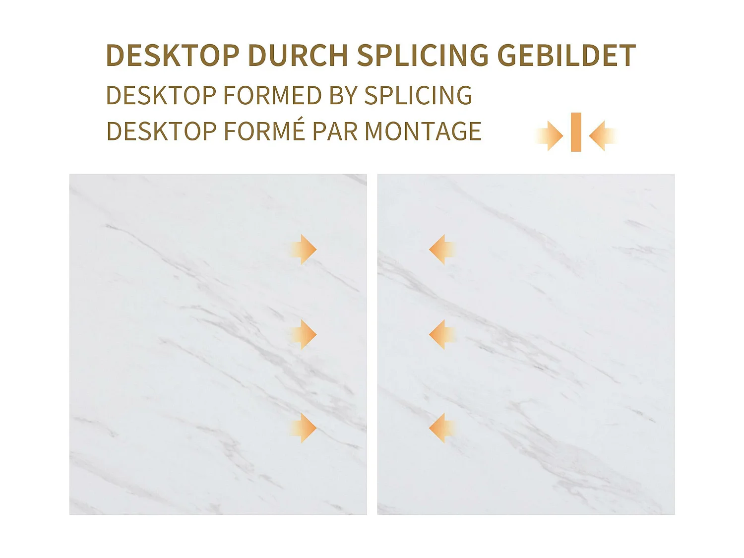 Mesa de jantar moderna – tampo com estampa de mármore – estrutura de metal exclusiva – Branco e Dourado