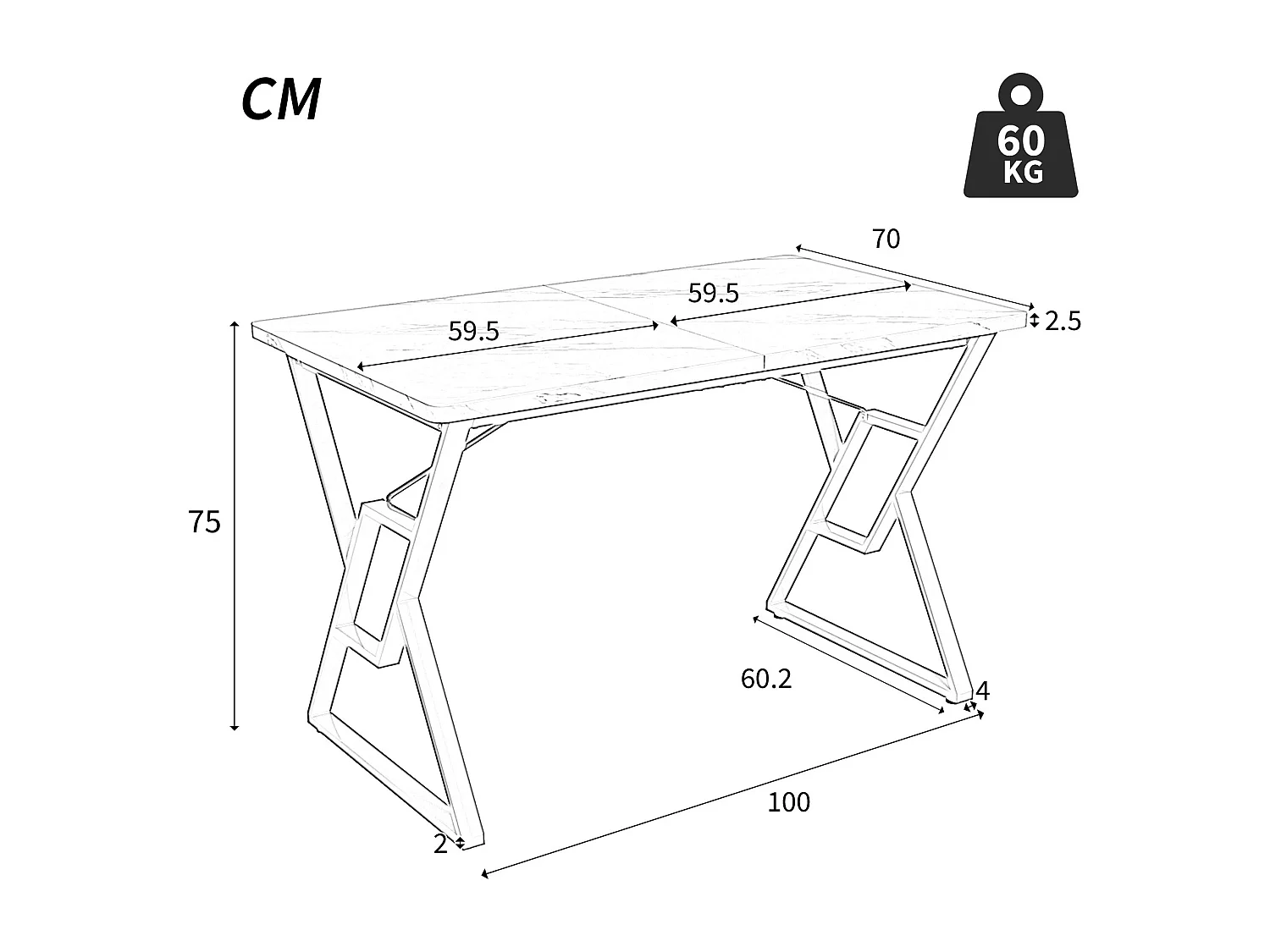 Mesa de jantar moderna – tampo com estampa de mármore – estrutura de metal exclusiva – Branco e Dourado