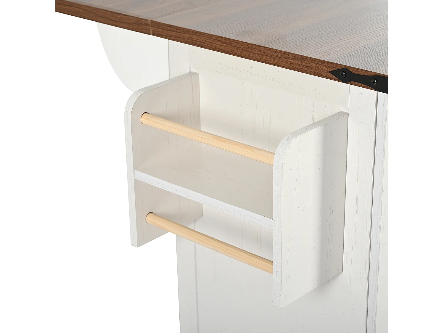 Zentrale Kücheninsel - mit einziehbarem Tablett - 2 Türen und 3 Schubladen - Beige