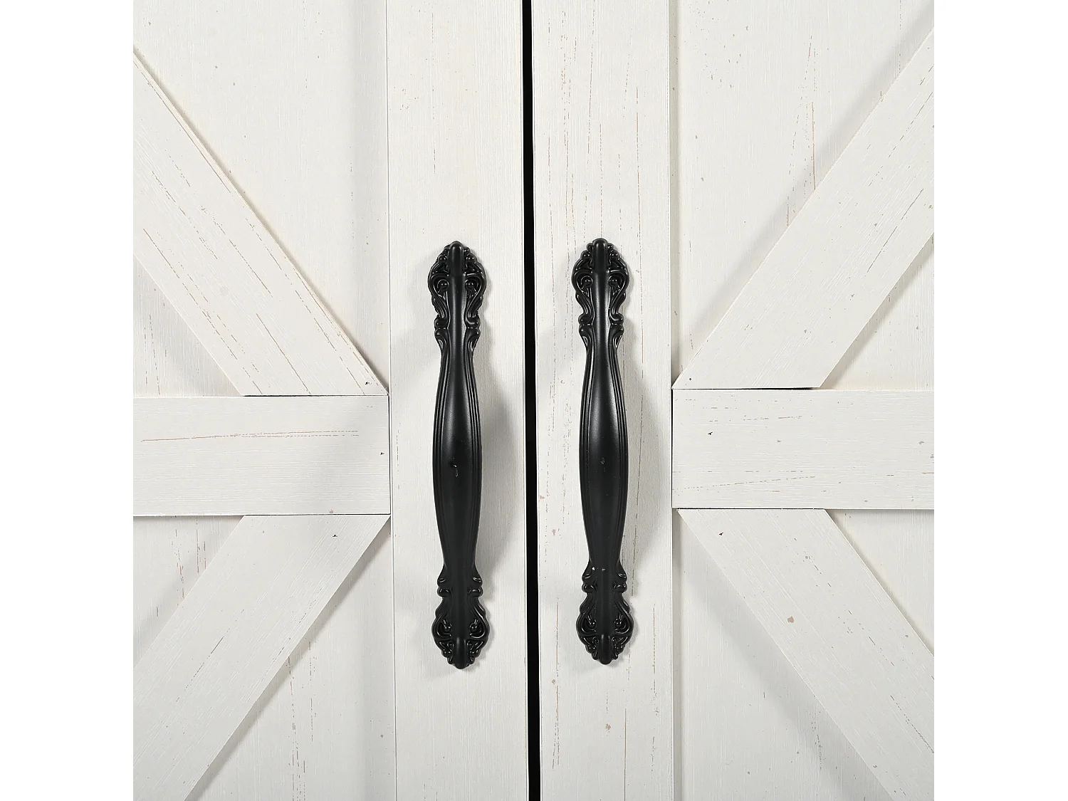 Ilot central de cuisine - avec plateau escamotable - 2 portes et 3 tiroirs - Beige