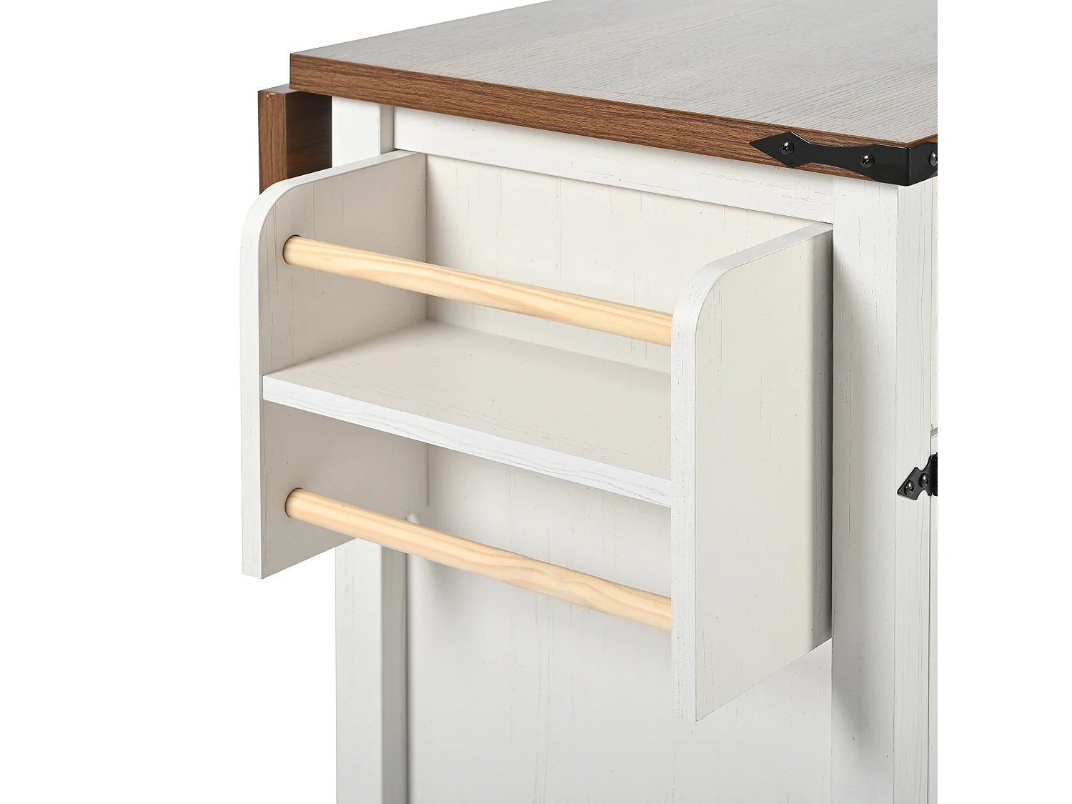 Ilot central de cuisine - avec plateau escamotable - 4 portes et 2 tiroirs - Beige