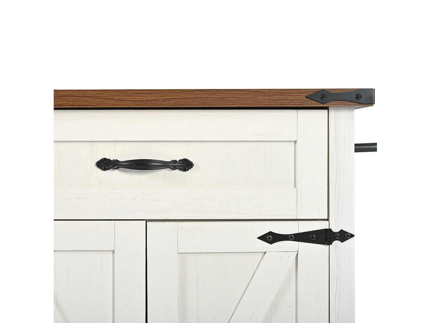 Ilot central de cuisine - avec plateau escamotable - 4 portes et 2 tiroirs - Beige