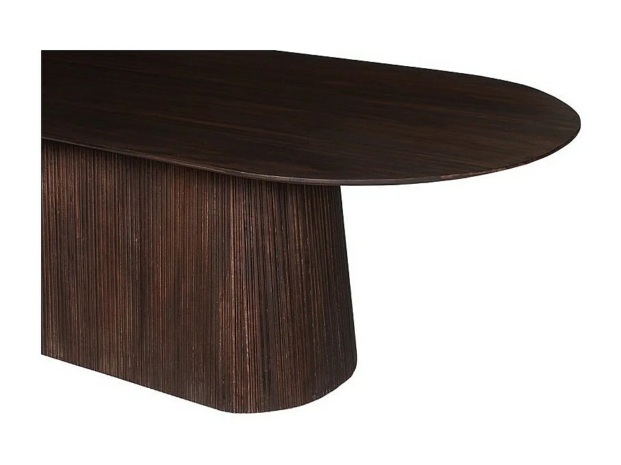 Table ovale en bois massif pour 8 couverts collection MITCHEL en bois exotique de manguier brun foncé 230x110cm