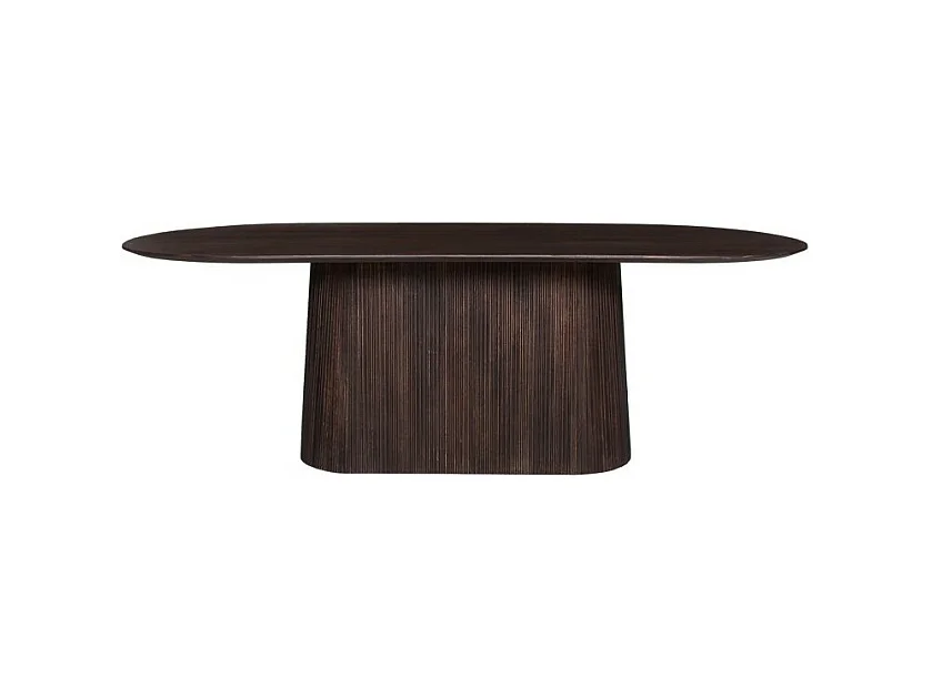 Table ovale en bois massif pour 8 couverts collection MITCHEL en bois exotique de manguier brun foncé 230x110cm