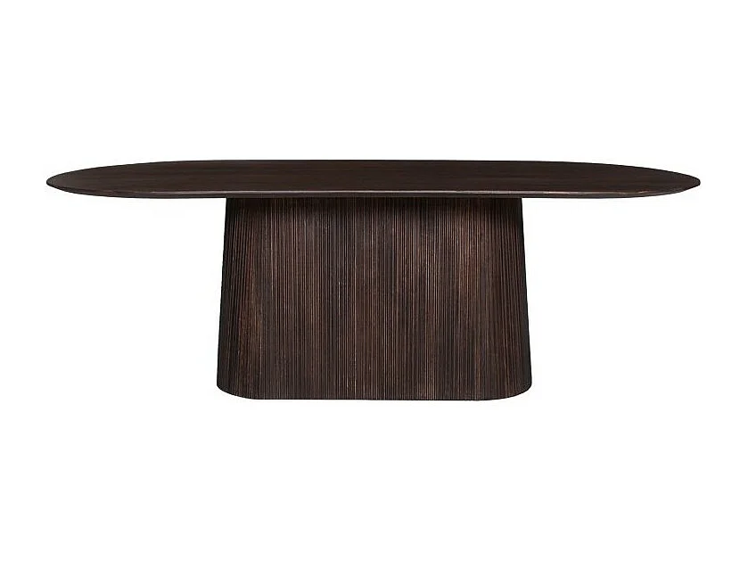 Table ovale en bois massif pour 8 couverts collection MITCHEL en bois exotique de manguier brun foncé 230x110cm