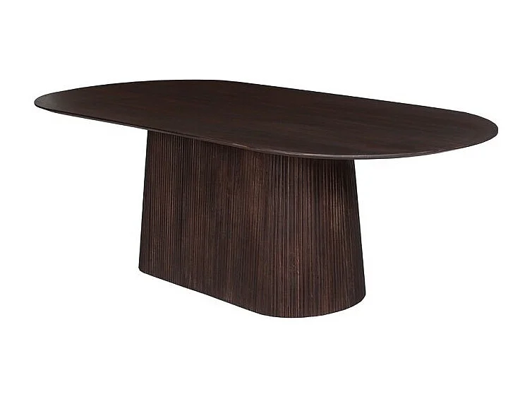 Table ovale en bois massif pour 8 couverts collection MITCHEL en bois exotique de manguier brun foncé 230x110cm