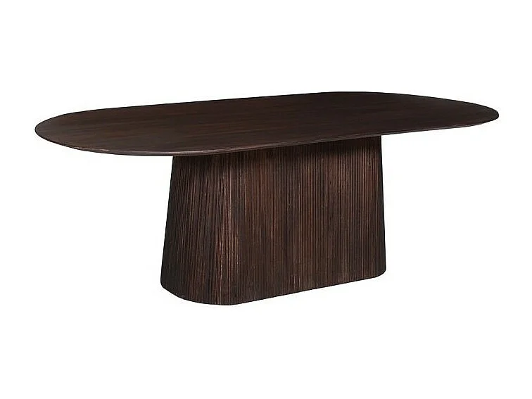 Table ovale en bois massif pour 8 couverts collection MITCHEL en bois exotique de manguier brun foncé 230x110cm