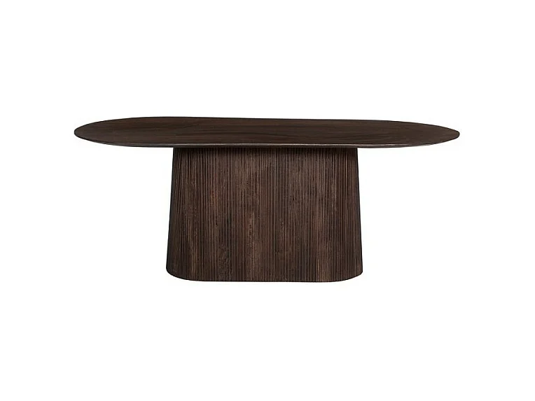 Ovale tafel van massief hout voor 6 personen, collectie MITCHEL in donkerbruin exotisch mangohout 200x100cm