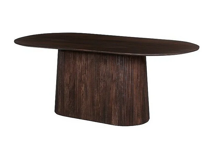 Table ovale en bois massif pour 6 couverts collection MITCHEL en bois exotique de manguier brun foncé  200x100cm