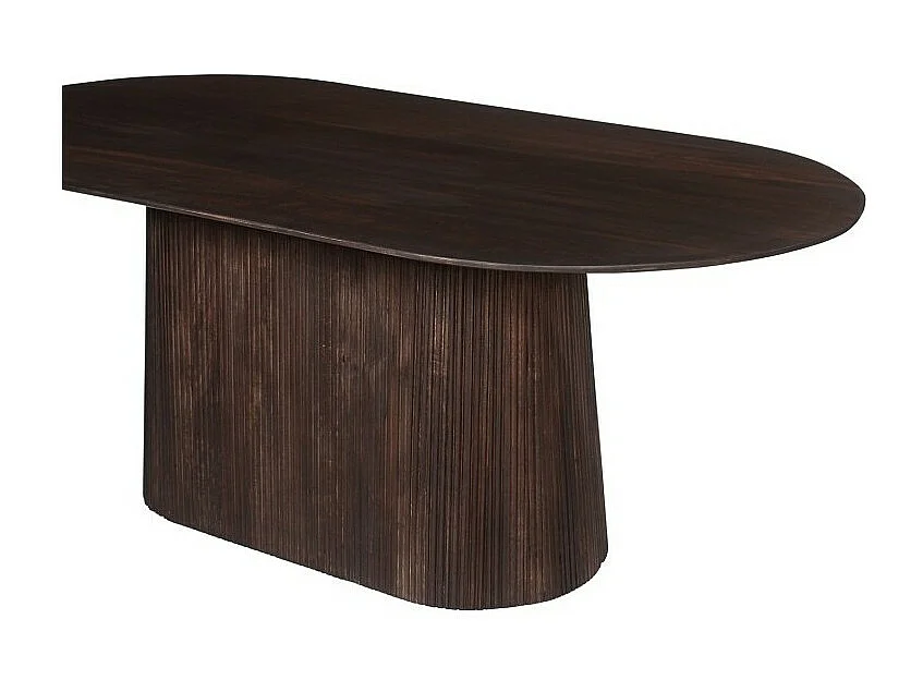 Table ovale en bois massif pour 6 couverts collection MITCHEL en bois exotique de manguier brun foncé  200x100cm