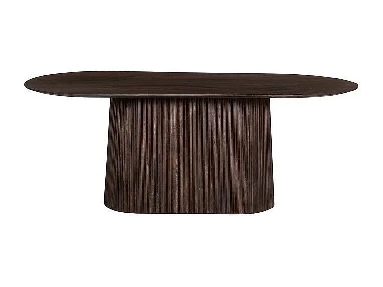 Table ovale en bois massif pour 6 couverts collection MITCHEL en bois exotique de manguier brun foncé  200x100cm
