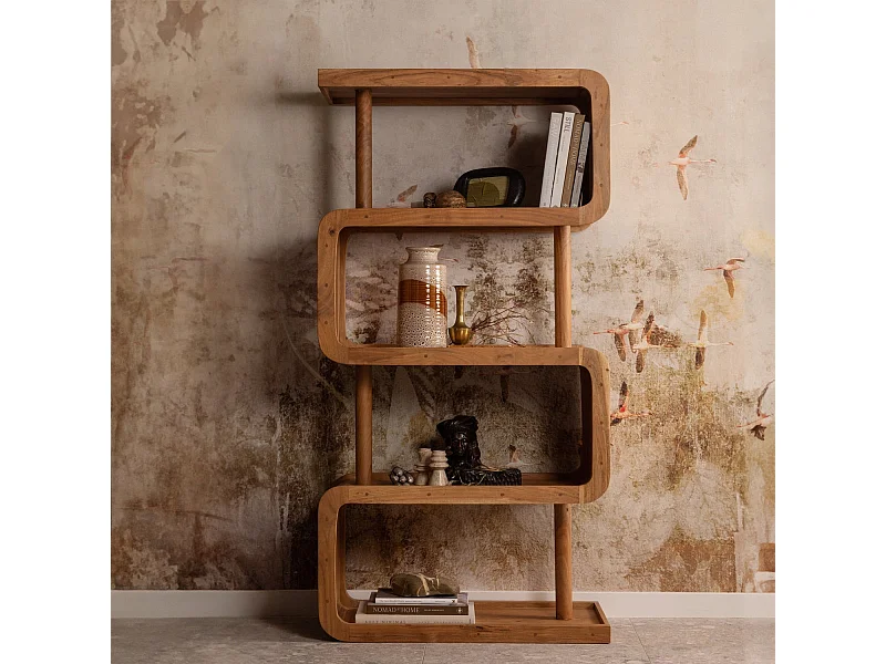 RATTLE - Etagère en bois acacia rouge-brun RATTLE