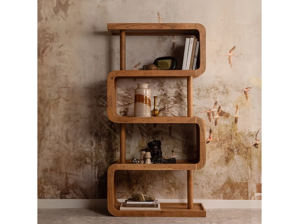 RATTLE - Etagère en bois acacia rouge-brun RATTLE