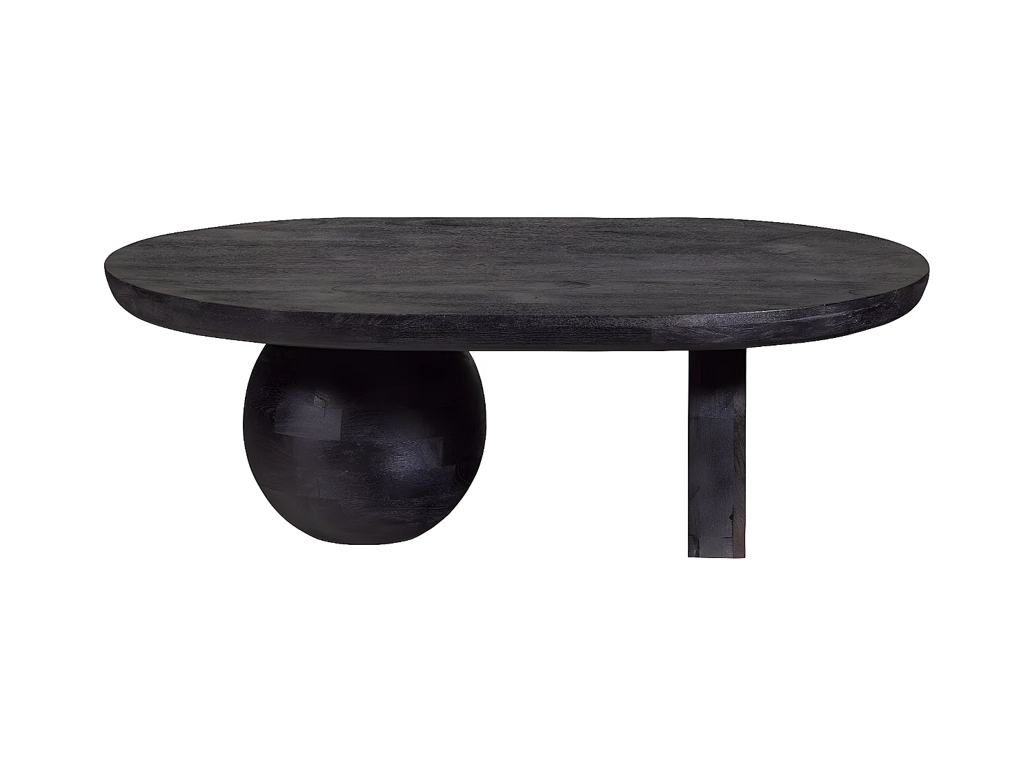 STEPPE - Table basse ovale en bois de manguier noir