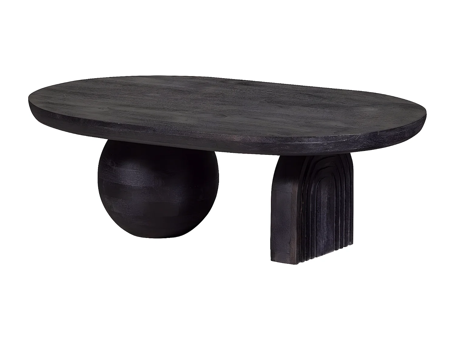 STEPPE - Table basse ovale en bois de manguier noir