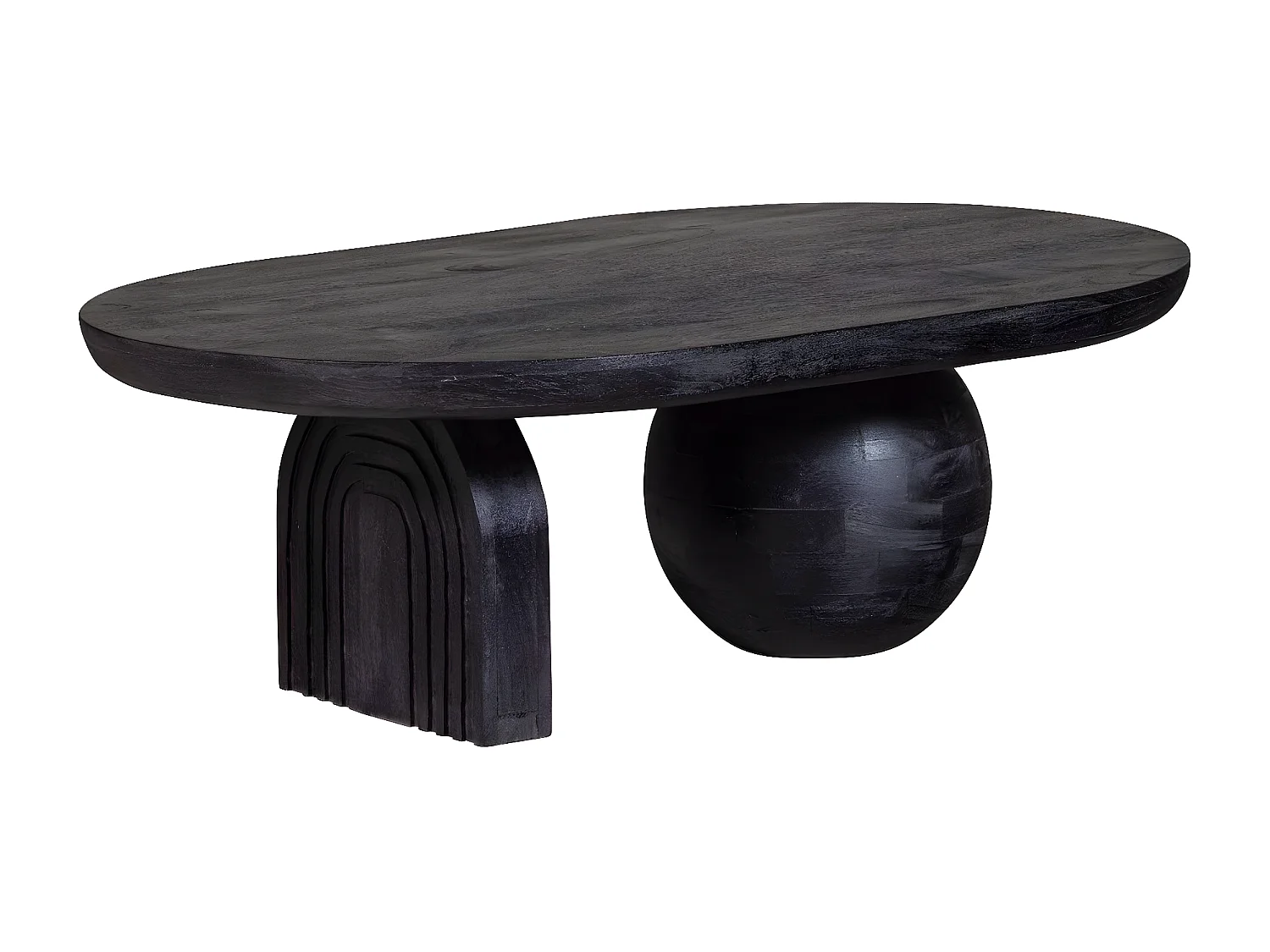 STEPPE - Table basse ovale en bois de manguier noir