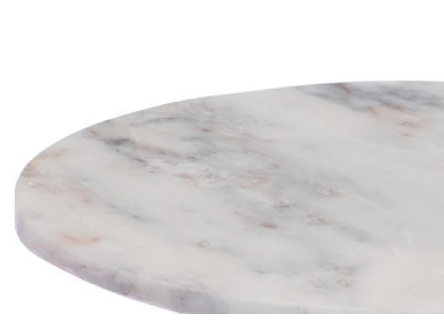 Bout de canapé tulipe en métal argenté et marbre blanc D40 - PLAKA