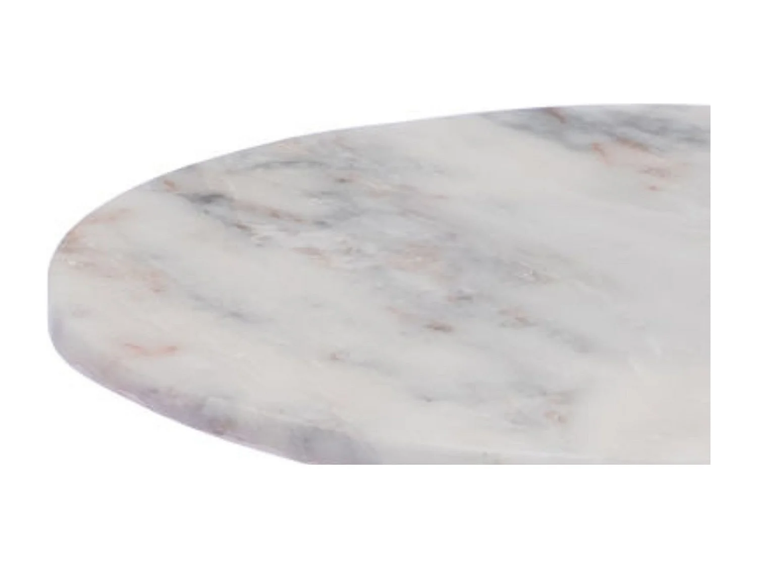 Bout de canapé tulipe en métal argenté et marbre blanc D40 - PLAKA