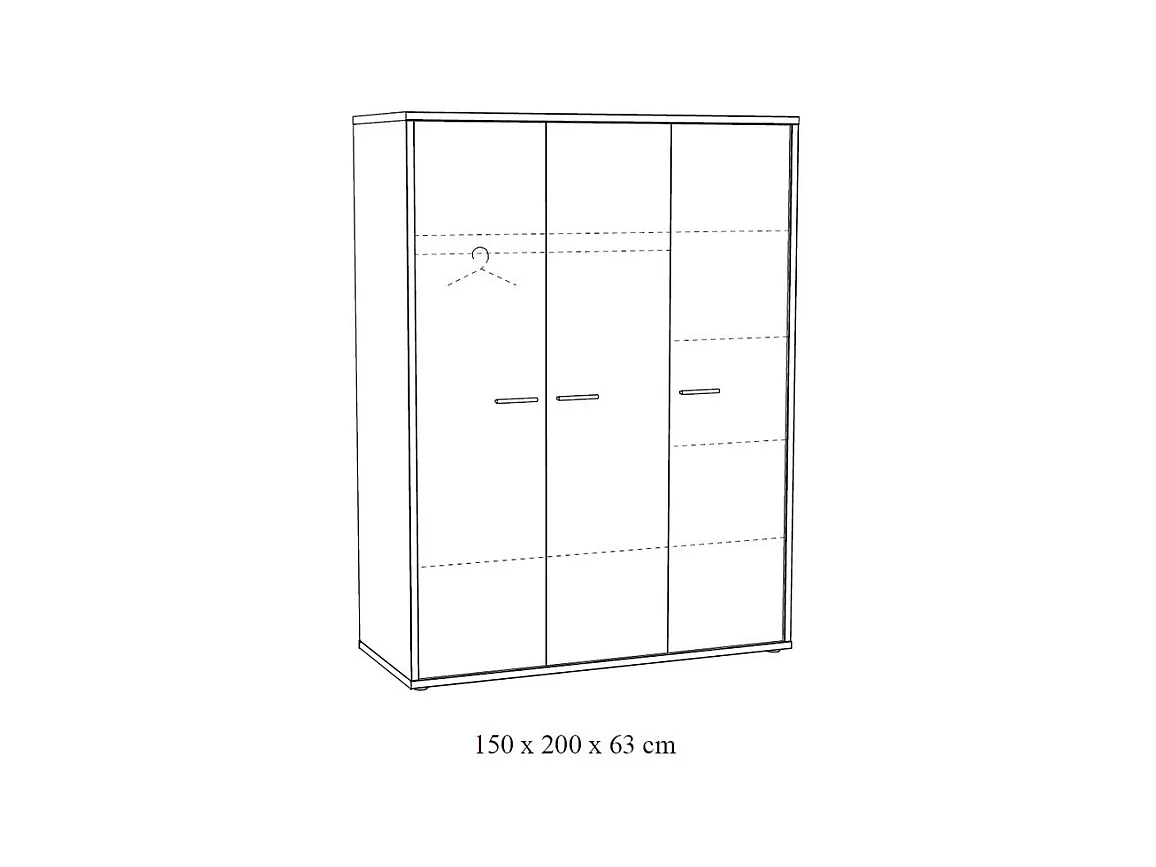 Armoire enfant 3 portes MATHEO – Gris effet bois – Design scandinave robuste