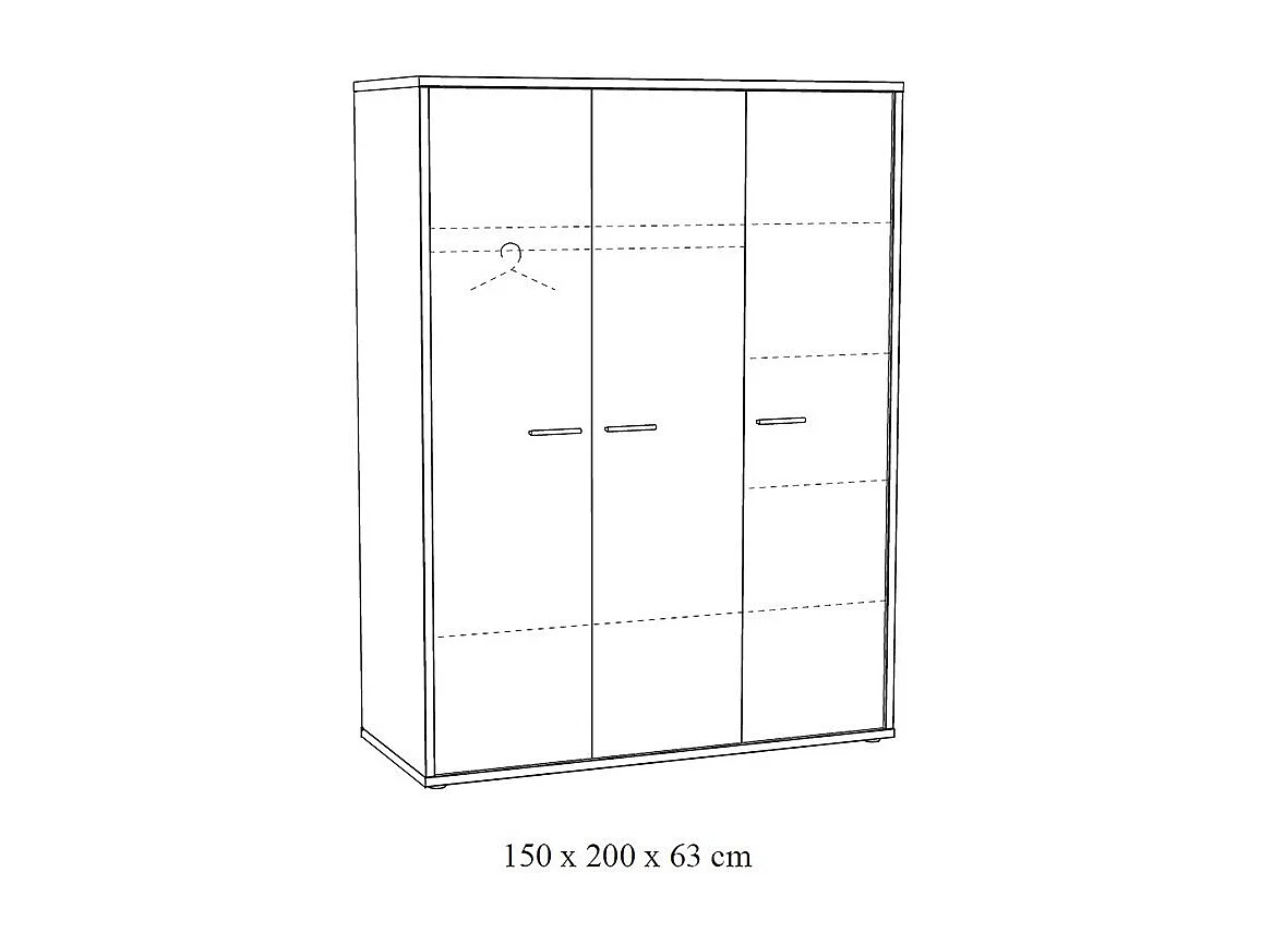Armoire enfant 3 portes MATHEO – Gris effet bois – Design scandinave robuste