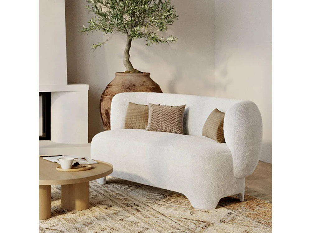 Divano a 2/3 Posti - Rivestito in Tessuto Bouclé - Magnolia