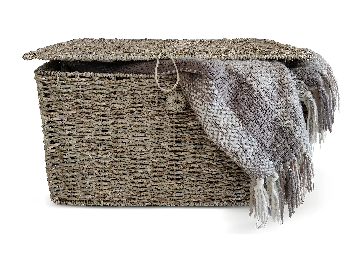 Cesto in Fibra Naturale con Coperchio - 40x30CM - Baulera