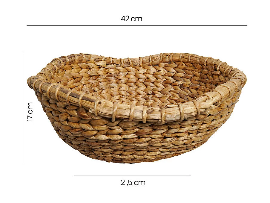 Panier rond corbeille à fruits 42 cm tissé en jacinthe d'eau – COVE