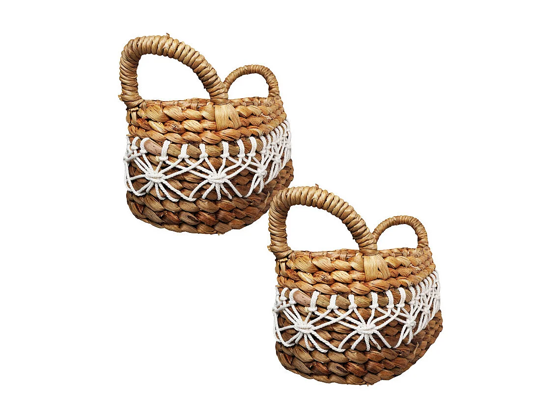 Lot 2 paniers ovales 31 cm tressés jacinthe d’eau avec anses – CORAL